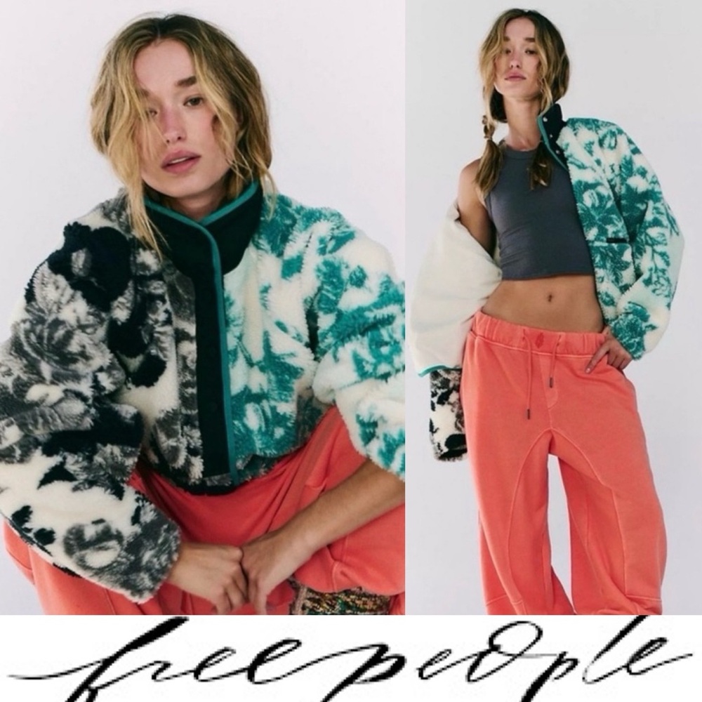 Free People Hit the Slopes Printed Fleece Jacket❤️ New!